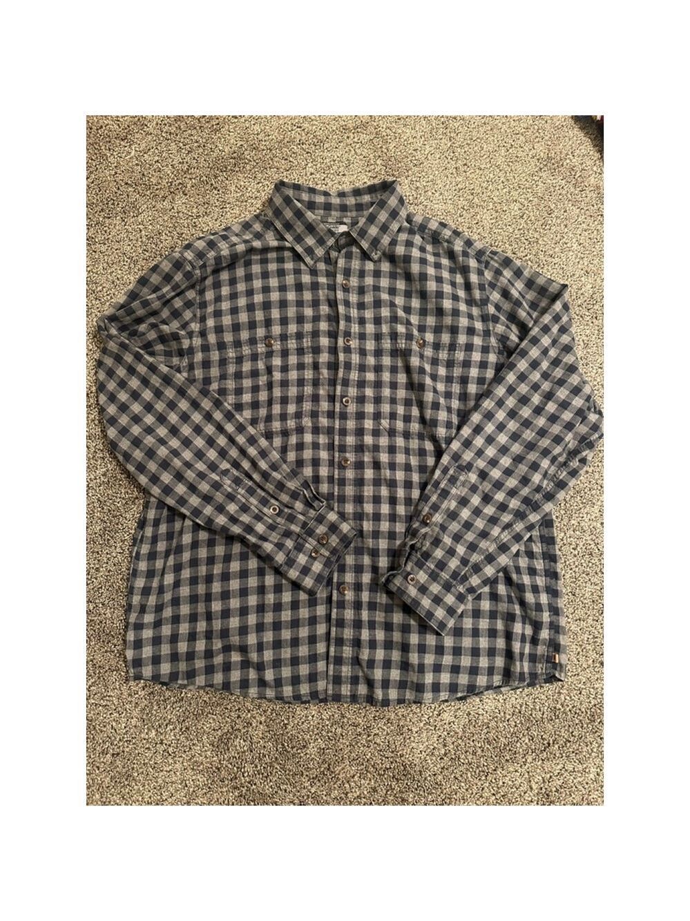 Gander Mountain Mens Navy Grey Plaid Button Down Shirt XL
